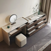 Modern Makeup Table with Sintered Stone Top and Synthetic Leather Finish - Elegant Vanity Desk for Chic Home Décor fhx-4577